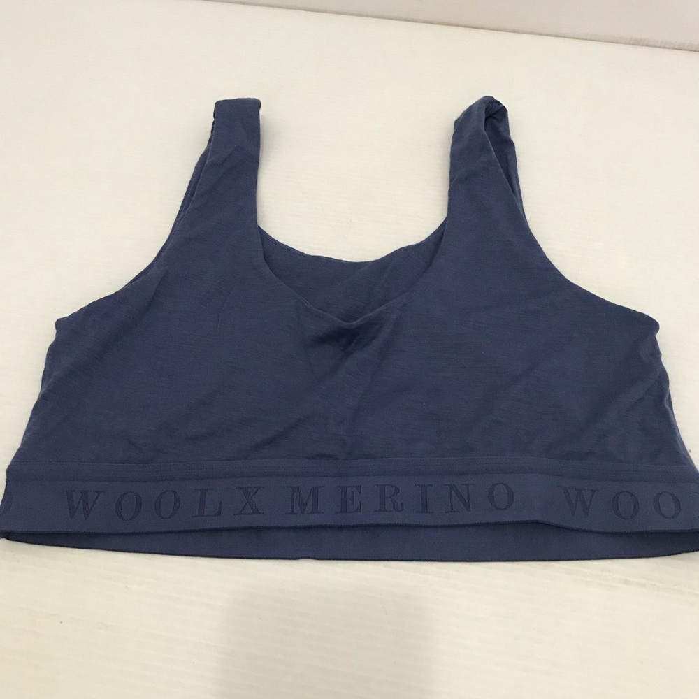 WoolX Merino Wool Blend Navy Scoop Neck Bralette Size M - Picture 3 of 4
